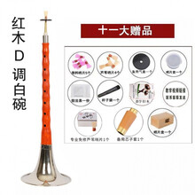 唢呐乐器d调全套演奏厂家直销红木/乌木杆初学者成人唢呐 红木D调白碗+十一+资料+木盒