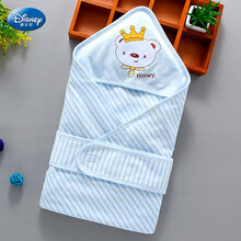 迪士尼同款婴儿抱被夏季薄款新生儿包巾宝宝用品被子包被纯棉超柔软毯子 蓝色小熊包被 90x90cm
