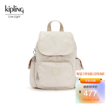 kipling男女轻便帆布背包2021时尚书包双肩包|CITY PACK MINI 象牙粉提花