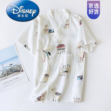 迪士尼官方品牌夏天小孩宝宝纯棉纱布和服睡袍春夏轻薄款男女儿童长款连体睡裙浴袍汗蒸服 白色羊驼~儿童和服睡袍 150cm