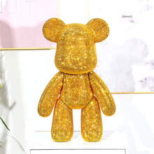 贴钻diy手工暴力熊材料包玩偶摆件粘钻熊玩具公仔七夕情人节礼物 土豪金(熊+材料包) 23cm