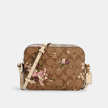 蔻驰 COACH 奢侈品 女士小号卡其印花人造革单肩斜挎小方包C0037 IME7V