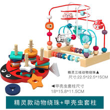 婴儿童1一3周岁玩具开发智力男女孩宝宝早教6-12个月绕珠积木 精灵款动物绕珠+甲壳虫精灵套柱