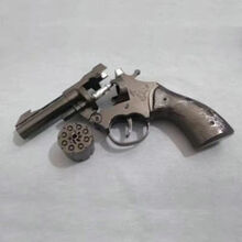 1:2.05不可发射 8090后怀旧儿童枪左轮纸炮枪怀旧模型玩具枪 【野牛】银色 标准套餐(单枪)