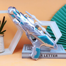 卡通投影声光儿童小手枪八音枪灯光枪带声音电动男孩宝宝玩具枪 电动旋转飞机枪-银色