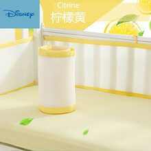 迪士尼高档轻奢品牌 刚出生小孩床围婴儿床床围夏季防撞透气网眼宝宝床围套件网状软包挡布床帏ins风 柠檬黄  300cm 魔术扣+绑带 其它