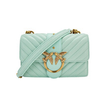 PINKO 21SS春夏款 奢侈品 女士羊皮经典绗缝迷你单肩斜挎包飞鸟包绿色 1P227LY6XV T14