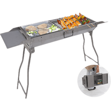 钻诗大号不锈钢烧烤架木炭户外烧烤炉野外烧炭碳烤全套烤炉家用烤架 套餐八：套七+底部置物架+食物盘两个 73cm大号烧烤炉(含木碳一起发)
