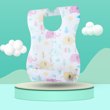 褒宝 宝宝一次性围兜口水巾婴儿吃饭防水饭兜儿童小孩围嘴防脏神器超软 七彩象10条