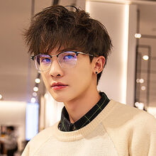 近视眼镜男潮流无度数平光女可配有度数近视镜大框 黑金框 防蓝光+辐射0度