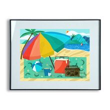 维格列艺术 Decue Wu 插画时尚作品 《海滩》家居潮流装饰背景墙挂画 120*178