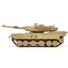 99a坦克模型合金1:48豹2A6装甲M1美式履带声光模型车 M1A2坦克-简装黄色