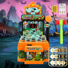 七夕情人节礼物六一儿童节礼物儿童打地鼠玩具 幼儿大号敲打游戏电动一岁半宝宝男女孩1-3岁 僵尸打地鼠-万圣橙【双锤】【12枚币】【充电套装】