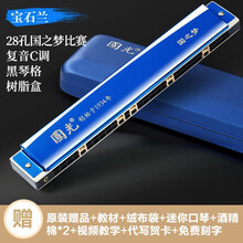 国光口风琴 24孔复音 重音C调初学者中老年人成人儿童学生专业演奏级入门口风琴乐器 【国之梦系列】宝石蓝|比赛级复音28孔+礼包+教程