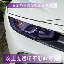TPU汽车光控变色熏黑灯膜十代思域熏黑大灯膜金黄色JDM改装黑武士 TPU光控紫【卤素款一对】 阳光照射变色膜