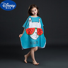 迪士尼【高品质】小孩速干斗篷浴袍 儿童浴巾斗篷带帽男女童吸水巾速干游泳便携浴袍宝宝不沾沙海滩巾 【M70-小白猫】(身高90到脚根～135cm过膝