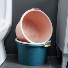 欧曼丽莎 泡脚桶过小腿深桶 按摩足浴盆家用泡脚盆足浴桶塑料洗脚盆洗脚桶 樱花粉升级加厚+提手+按摩滚轮 无(破碎漏水全额退)