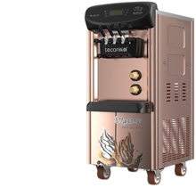 乐创（lecon）冰淇淋机商用 台式立式软冰激凌机自动清洗不锈钢雪糕机圣代甜筒机 香槟金(可打奶浆可升级预冷)