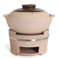 打边炉锅 木炭火锅麻辣烫碳炉家用老式陶土无釉砂锅煲汤炖锅烧烤打边炉商用 1400毫升+小号炭炉