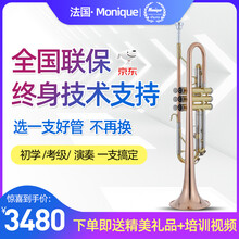 法国莫尼克（Monique）小号 降B调西洋管乐器黄铜磷铜白铜初学考级演奏管乐团队成人学生通用乐器 MTR-810R