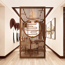 屏风隔断墙客厅玄关入户门厅简约现代装饰中式办公室实木格栅定做 胡桃木一平方