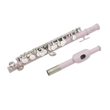 舒弗 多色短笛白铜管体镀银键意大利皮垫C调西洋乐器考级短笛 粉色