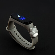 卡通儿童防水电子手表儿童小学生礼物男女日韩运动手环表 龙猫-灰色(防水)