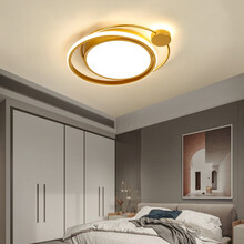 超市	幻色 金色简约轻奢大气现代吸顶灯家用led圆形书房灯主卧次卧室灯餐厅灯吸顶北欧灯具灯饰 三色智能变光（8-15平）
