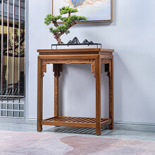 寻古红木家具非洲鸡翅木（学名：非洲崖豆木）花架实木新中式边桌茶几角几置物鱼缸架盆景架 A款单个：长68*宽42*高81cm