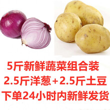 【2021新鲜】现挖紫皮洋葱五斤农家自种圆葱新鲜蔬菜10斤 2.5斤紫红洋葱+2.5斤黄心土豆