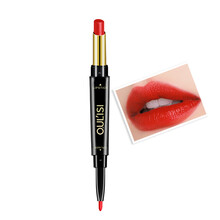 欧丽丝口红笔+唇线笔女防水持久不易脱色勾线画唇雾唇笔哑光画口红 03#橘红色-双头唇线笔