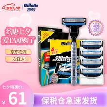 七夕礼物Gillette吉列锋速剃须刀手动刮胡刀刀片刀头锋速3层刀片胡须刀 锋速刀头 锋速3 1刀架五刀头礼盒装！