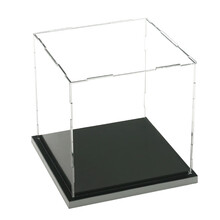 莞华展示盒拼装高透明亚克力模型玩具摆件收纳防尘盒 14x14x14cm 无边+镜面边底座
