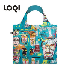 LOQI巴斯奎特包袋涂鸦环保袋艺术轻便购物袋收纳分类袋双肩单肩多用 头骨