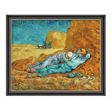 现代简约北美式欧式梵高名人人物风景油画《午休》卧室玄关客厅走廊画廊酒吧办公室沙发背景墙装饰画挂画 爵士黑 90*73cm