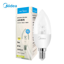 美的（Midea） LED节能灯泡 蜡烛尖泡 3W E14小螺口 3000K 暖白色 单只装