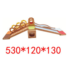 感统训练器材儿童早教中心室内亲子园木质木制体能训练感统器材滑滑梯攀爬钻洞早教培训软包软体组合木质滑梯 DT-1115