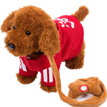 儿童电动毛绒玩具狗狗会唱歌会叫电子机器狗仿真泰迪牵绳走路小狗12345岁男孩女孩玩具1 红色泰迪 动嘴120首歌+学说话+调音量+豪礼