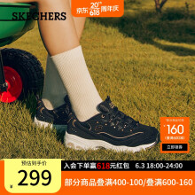 斯凯奇skechers运动休闲鞋女士小白鞋春季厚底增高轻便复古11979 黑色/金色/BKGD 37