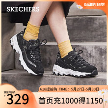 斯凯奇（Skechers）运动休闲鞋女士小白鞋秋季厚底增高轻便复古11979 黑色/金色/BKGD 37
