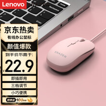 联想（Lenovo）异能者 有线鼠标 家用电脑办公 笔记本台式机 USB接口 即插即用 鼠标有线 M300【马卡龙粉】