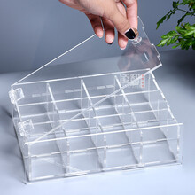 凌智亚克力开门式展示盒透明防尘盒动漫玩偶收纳盒格子陈列盒 定制联系客服 黑底