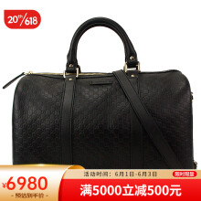 GUCCI古驰女包双G全皮纯色单肩波士顿包449646 黑色预售
