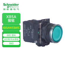 施耐德按钮开关 XB5A 绿色 塑料 按钮 XB5AW33M1C LED型平头按钮