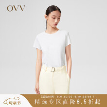 OVV2022春夏新款女装长绒棉面料基础圆领贴身合体通勤短袖T恤 漂白01 XS