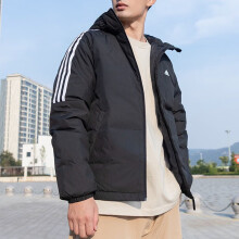 阿迪达斯 （adidas）羽绒服男装夹克冬季新款立领跑步训练运动服轻盈防风保暖休闲外套 IT8730黑色70%鸭绒 S