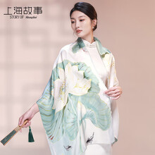 上海故事（STORY Of SHANGHAI）真丝丝巾女春高档围巾桑蚕丝绸披肩妈妈母亲节生日礼物 夏至听荷
