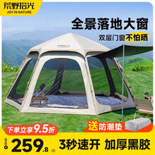荒野拾光帐篷户外折叠便携式野营过夜露营加厚黑胶装备全套 【全景窗】 3-4人+防潮垫