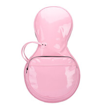 新品月琴袋 加厚海绵轻便月琴包漆皮亮面PU 乐器套 双肩背 耐用琴袋 粉色