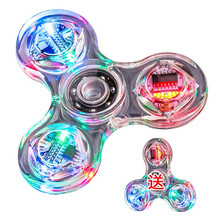 华晗 减压玩具指尖陀螺三叶炫彩夜光LED手指间陀螺edc解压儿童玩具上课无聊发泄神器 LED炫彩陀螺【买一送一同款】